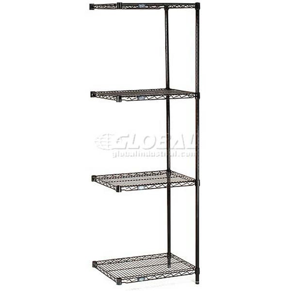 Nexel Black Epoxy, 5 Tier, Wire Shelving Add-On Unit, 72W x 14D x 63H A14726B5 - main
